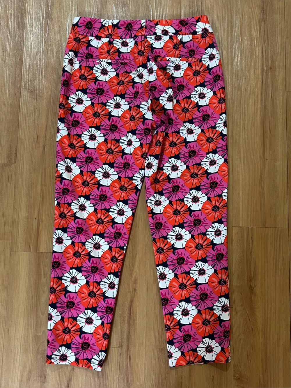 Pappagallo Floral Stretch Pants in Pink, Red & White Size 8